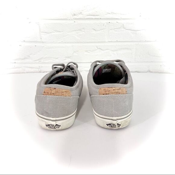 🚨4/$25 VANS Gray Lace Up Sneaker with Cork Detail Size 8.5 - Picture 3 of 6